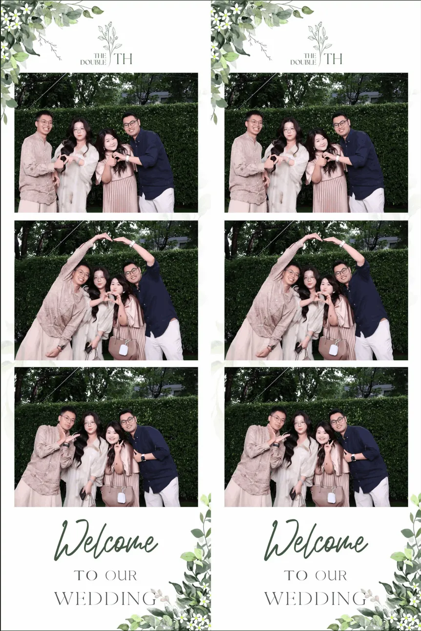 Hai dải ảnh 5x15cm Welcome to our wedding, lá xanh